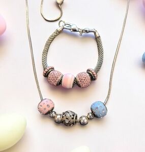BRIGHTON Pink and Silver Beaded Jewelry Set